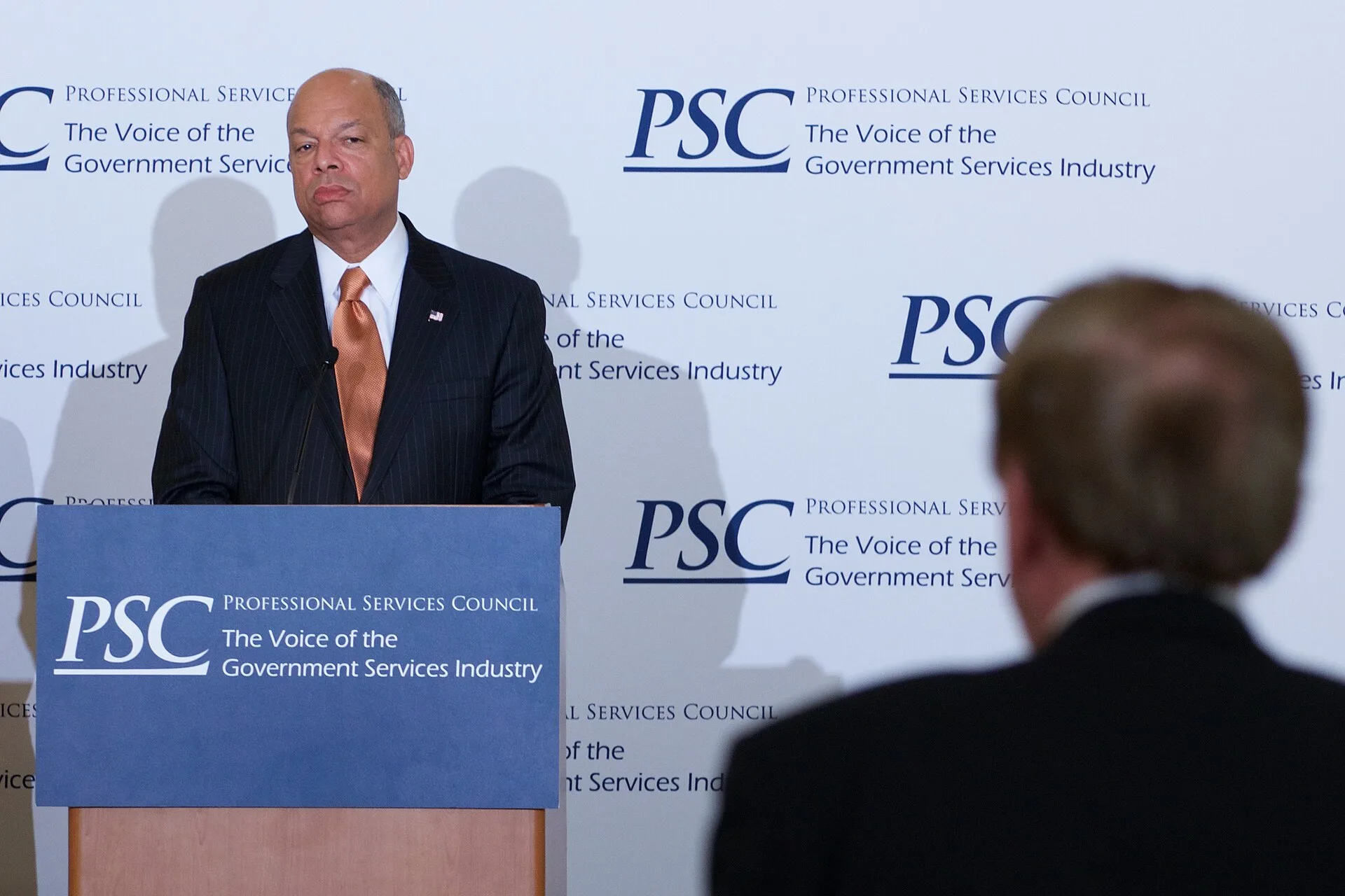 WASHINGTON - Secretary of Homeland Security Jeh Johnson speaks a the Professional Services Council Annual Membership and Semi-Annual Board of Directors meeting held in Washington D.C. on Dec. 18, 2014. During the meeting, Secretary Johnson discussed President Obama’s executive action on federal immi