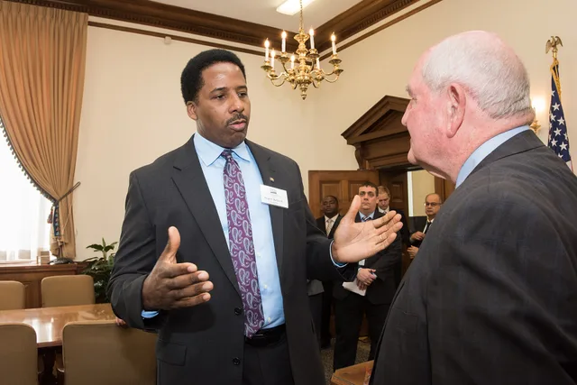 U.S. Department of Agriculture (USDA) Agricultural Marketing Service(AMS) Specialty Crops Inspection/Training Branch Chief Rupert Richards talks with Agriculture Secretary Sonny Perdue about the veteran-focused apprenticship program that he is being honored for, by the 2017 Organization of Professio. A professional services marketing market entry checklist
