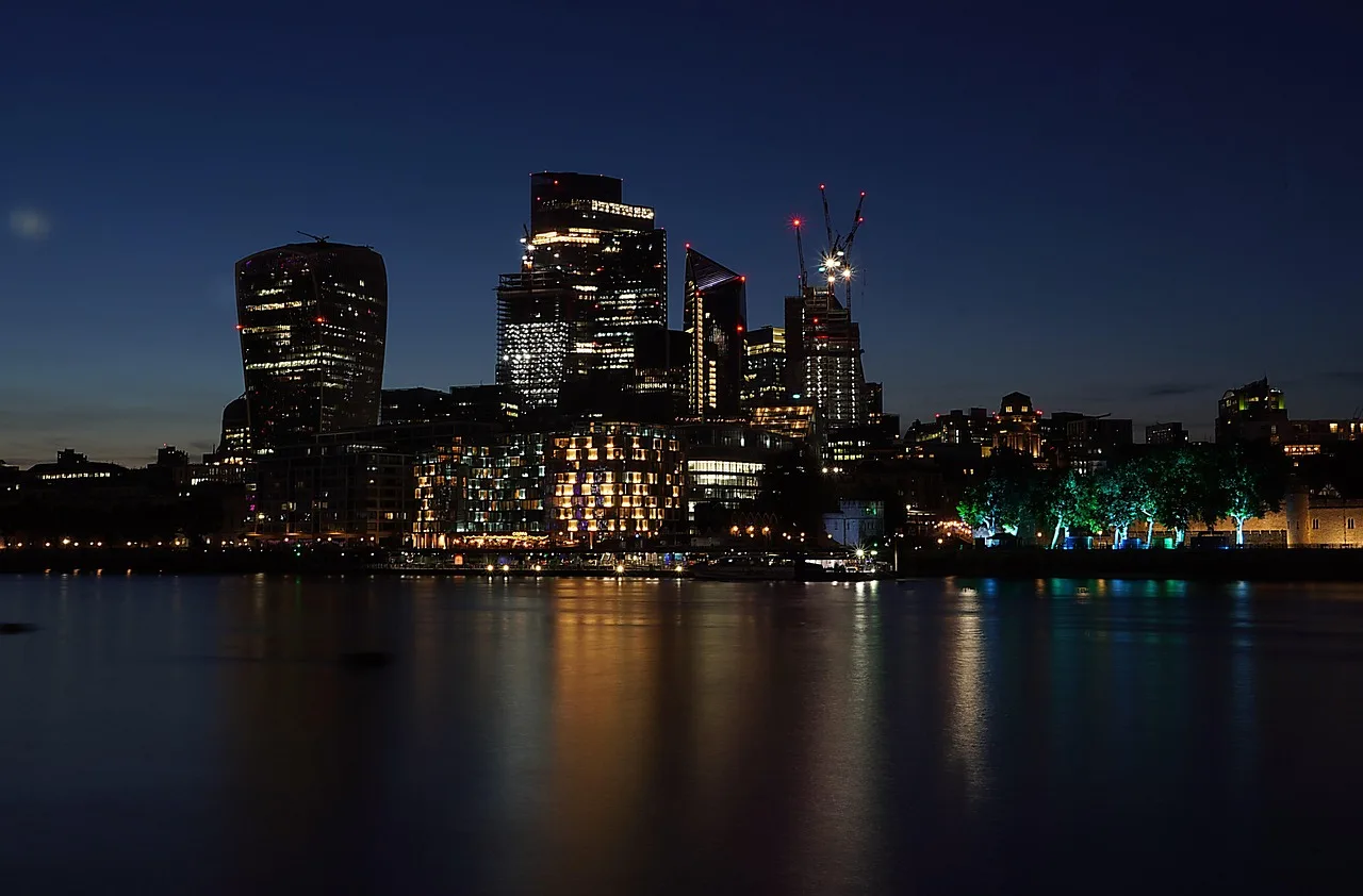 london, city, river, evening atmosphere, evening, night, office buildings, lights, buildings, architecture, river thames, urban, england